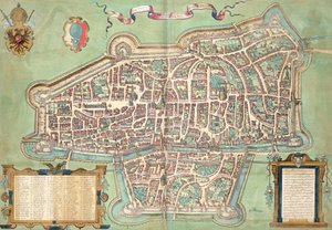 कैम्ब्रिज के मानचित्र, &39;विश्व&39; से ब्राउन द्वारा (1541-1622) और फ्रांज Hogenbergh (1535-1590), c.1572
