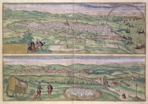 ब्रौन द्वारा बार्सिलोना के मानचित्र, &39;विश्व&39; से (1541-1622) और फ्रांज Hogenbergh (1535-1590), 1567