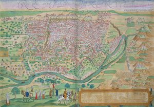 ब्राउन (1541-1622) और फ्रांज Hogenbergh (1535-1590), c.1572 द्वारा काहिरा का एक नक्शा, &39;विश्व&39; से