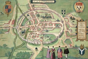 कैंटरबरी के मानचित्र, ब्राउन (1541-1622) और फ्रांज Hognenberg द्वारा &39;विश्व&39; से (1535-1590) c.1572-1617
