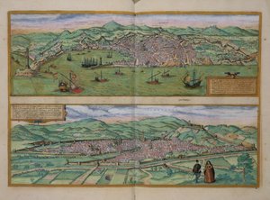 जेनोआ ब्रून (1541-1622) और फ्रैंस होजेनबर्ग (1535-90),&39;.1572 &39;से जेनोवा और फ्लोरेंस का मानचित्र