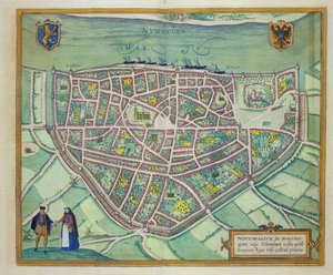 Nijmegen के मानचित्र, ब्राउन (1541-1622) और फ्रांज Hogenbergh द्वारा &39;विश्व&39; से (1535-1590) c.1572-1617