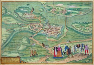 ब्रौन द्वारा लिंज़ के मानचित्र, &39;विश्व&39; से (1541-1622) और फ्रांज Hogenbergh (1535-1590) 1597