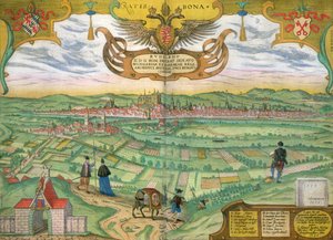ब्रौन द्वारा Regensburg के मानचित्र, &39;विश्व&39; से (1541-1622) और फ्रांज Hogenbergh (1535-1590) 1594