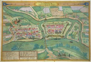 झेजन ब्रौन (1541-1622) और फ्रैंस होजेनबर्ग (1535-90) 1617 द्वारा &39;सिविटेट्स ऑर्बिस टेरारम&39; से झोलनोक का मानचित्र