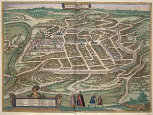 विनियस, लिथुआनिया, &39;विश्व&39; से ब्राउन द्वारा के मानचित्र (1541-1622) और फ्रांज Hogenbergh (1535-1590) c.1572-1617
