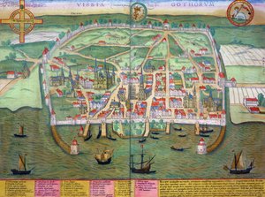 Visby के मानचित्र, ब्राउन (1541-1622) और फ्रांज Hogenbergh द्वारा &39;विश्व&39; से (1535-1590) c.1572-1617
