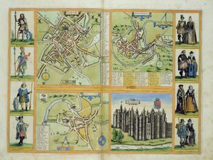 जॉर्ज ब्रौन (1541-1622) और फ्रैंस होजनबर्ग (1535-90) c.1572-1617 द्वारा यॉर्क, क्रूज़बरी, और रिचमंड के नक्शे, &39;Civitates Orbis Terrarum&39; से