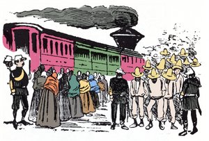 मैक्सिकन क्रांति (1910-1920): वैले नैशनल में श्रमिकों का निर्वासन, लगभग 1908 - जोस ग्वाडालूप पोसाडा द्वारा जाइलोग्राफी (1852-1913) द्वारा जोस गुआडालुपे पोसाडा