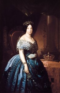 इसाबेला डी बॉर्बन (इसाबेल डी बोरबॉन) II (1830-1904), 1833 से 1868 तक स्पेन की रानी का पोर्ट्रेट। जोस रोमू (?) द्वारा पेंटिंग। तेल के रंगों से केन्वस पर बना चित्र द्वारा जोस रोमू