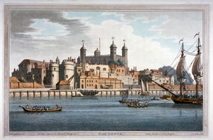 1795 में टेम्स नदी पर नावों के साथ टॉवर ऑफ़ लंदन का दक्षिण दृश्य द्वारा जोसेफ कॉन्स्टेंटाइन स्टैडलर