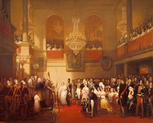 लियोपोल्ड I (1790-1865) की शादी ऑलिअन्स की राजकुमारी लुईस (1812-50) को कॉम्पेंग्ने में, 9 अप्रैल 1832 द्वारा जोसेफ इच्छा न्यायालय