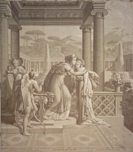 कामदेव और मानस के साथ वॉलपेपर डिजाइन, 1815 द्वारा जोसेफ डफर