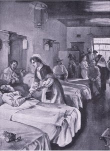 साइमनस्टाउन में पैलेस अस्पताल में नाविक कैदी, प्रेटोरिया का चित्रण: द गुरिल्ला वॉर, 1902 द्वारा जोसेफ फिनमोर