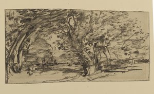 पेड़ों का अध्ययन, 1870 (कागज पर ग्रेफाइट) द्वारा जोसेफ फ्रैंक करियर