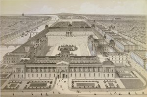 लौवर और ट्यूलरी का दृश्य, c.1850 द्वारा जोसेफ गेब्रियल ऑब्रुन