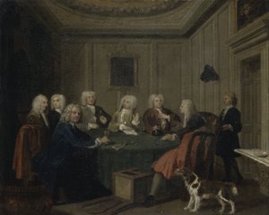 ए क्लब ऑफ़ जेंटलमैन, c.1730 (कैनवास पर तेल) द्वारा जोसेफ हाईमोर