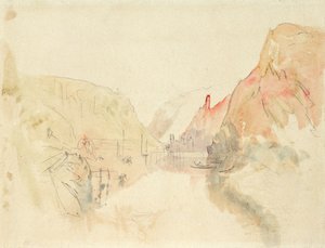 मोसेले पर ट्राबेन-ट्रार्बक का महल, c.1844 (कागज पर पेंसिल और पानी का रंग) द्वारा जोसेफ मैलॉर्ड विलियम टर्नर