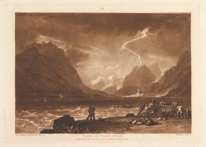 थून झील, स्विस लिबर स्टडियोरम, भाग III, प्लेट 15, 10 जून, 1808। द्वारा जोसेफ मैलॉर्ड विलियम टर्नर