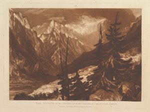 चमौनी की घाटी में अरवरोन का स्रोत, सवॉय लिबर स्टडियोरम, पा ..., 1 जनवरी, 1816। द्वारा जोसेफ मैलॉर्ड विलियम टर्नर