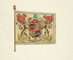 नाइयों और सर्जनों का बैनर, खुदा हुआ 'डी प्रैसिएंटिया देई', c.1833 (कागज पर पेंसिल, वॉटरकलर और बॉडीकलर) द्वारा जोसेफ मैनिंग