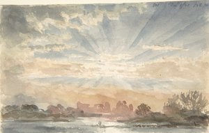 लैंडस्केप विद राइजिंग सन, 1 दिसंबर, 1828, सुबह 8:30, 1828। द्वारा जोसेफ माइकल गैंडी