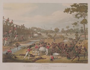 रंगून: जार्ज हंट, 1825 (एक्वाटिंट) द्वारा उकेरी गई &39;रंगून व्यूज&39; से 8 जुलाई 1824 को प्लेट 15 में से एक की प्रमुख स्ट्रीडिंग