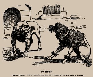 कोई लड़ाई नहीं। फशोदा घटना पर कार्टून, 1898। द्वारा जोसेफ मोरवुड स्टैनिफोर्थ