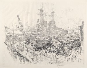 बिल्डिंग सबमरीन चेज़र, 1917। द्वारा जोसेफ पेनेल