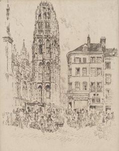 फ्लॉवर मार्केट और बटर टॉवर, रूएन, 1907। द्वारा जोसेफ पेनेल