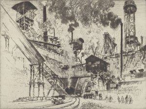 माउथ ऑफ़ द माइन, रुहरॉर्ट नियर ओबरहाउज़ेन, 1910। द्वारा जोसेफ पेनेल
