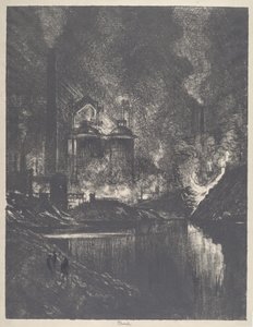 आग की झील, चार्लेरोई, 1911। द्वारा जोसेफ पेनेल