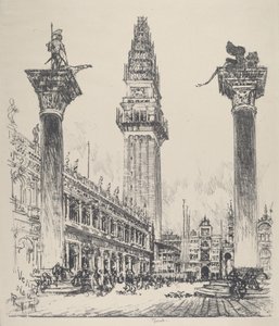 वेनिस, कैंपनाइल का पुनर्निर्माण, 1911। द्वारा जोसेफ पेनेल