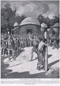 Boadicea का दारुण, &39;हचिन्सन हिस्ट्री ऑफ़ द नेशंस&39;, c.1910 से चित्रण द्वारा जोसेफ रैटक्लिफ स्कीलटन