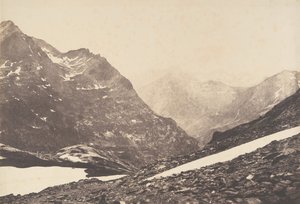1853 में वेनास्क के बंदरगाह के ऊपर से मलाडेटा के हिस्से और पहाड़ों का दृश्य।