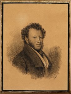 लेखक अलेक्जेंडर एस। पुश्किन का पोर्ट्रेट 1799-1837, 1827