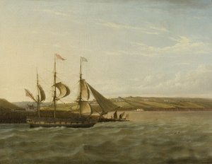 एक जहाज पासिंग पोर्टिशेड, c.1832 (कैनवास पर तेल) द्वारा जोसेफ वाल्टर