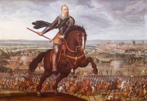 1631 में ब्रेइटनफेल्ड की लड़ाई में स्वीडन के गुस्ताव द्वितीय एडॉल्फ, जीन जैक्स वाल्टर द्वारा पेंटिंग, तीस साल का युद्ध, जर्मनी