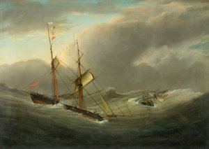 ब्रिगेंटाइन टॉम कॉड ने &39;ला प्लाटा&39; के चालक दल को बचाया, c.1840 (कैनवास पर तेल)