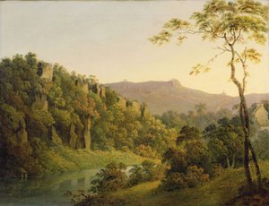 Matlock डेल में देखें, ब्लैक रॉक एस्केरपमेंट की तलाश में, c.1780-5 (कैनवास पर तेल) द्वारा डर्बी के जोसेफ राइट