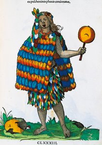 अमेरिकी भारतीय, जोस्ट अम्मान (1539-1591) की पेंटिंग से हैंस वीगेल एल्डर (सक्रिय 1549-1577) द्वारा उत्कीर्ण, हैबिटस प्रिंसिपिओरम पॉपुलोरम दोनों पुरुषों और महिलाओं को एकवचन कला के साथ चित्रित किया गया, नूर्नबर्ग द्वारा जोस्ट अम्मान