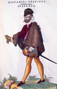 एक स्पेनिश रईस की पोशाक, Habitus praecipiorum popularum . से उकेरी गई है द्वारा जोस्ट अम्मान