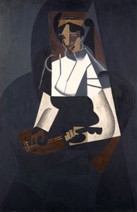मैंडोल के साथ महिला, कोरोट के बाद, 1916 (प्लाईवुड पर तेल)