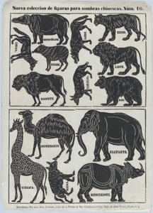चीनी छाया कठपुतलियों के आंकड़ों की शीट 10, 1859। द्वारा जुआन लोरेन्स