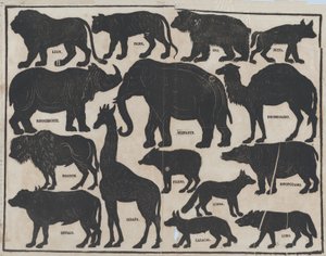 चीनी छाया कठपुतलियों के आंकड़ों की शीट 5, सीए। 1850-70। द्वारा जुआन लोरेन्स