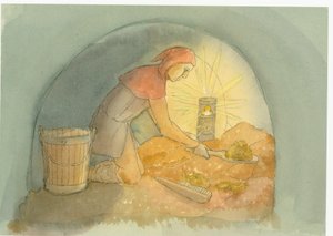 काम पर एक मध्ययुगीन गोंगफर्मर, या गोंग किसान, 2004।