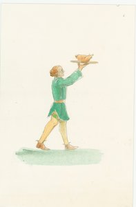 एक मध्यकालीन वेटर, खाने की थाली लेकर, 2004।