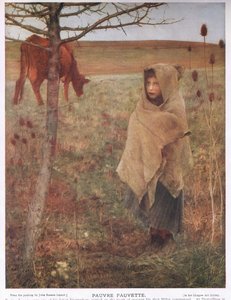 फ्रांस, छोटा; लड़की; Fauvette; गाय; ग्रामीण; गरीब; कपड़ा द्वारा जूल्स बास्टियन लेपेज