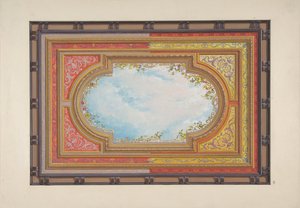 ट्रॉम्प ल'ओइल बादलों के साथ चित्रित छत के लिए डिज़ाइन, 1830-97। निर्माता: जूल्स-एडमंड-चार्ल्स लचैस, यूजीन-पियरे गौरडेट।
