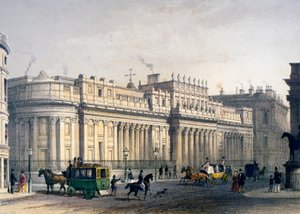 द बैंक ऑफ़ इंग्लैंड, सिटी ऑफ़ लंदन, 1854 का दृश्य द्वारा जूल्स लुई अर्नौट
